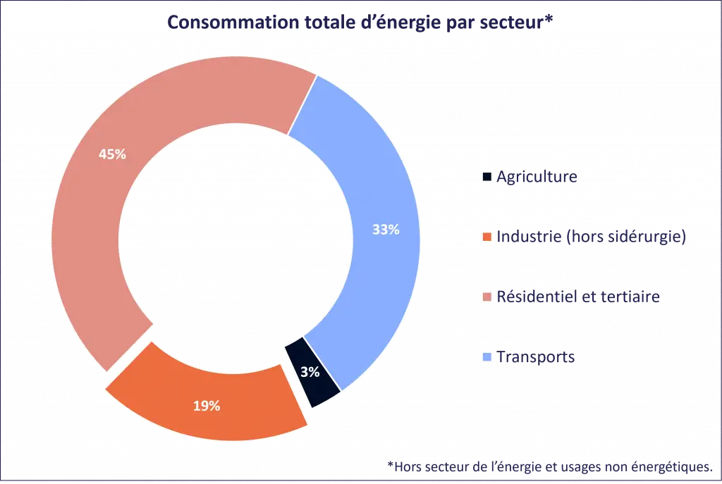 Diagramme montrant la répartition de la consommation totale d'énergie par secteur d'activité